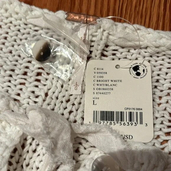 NWT Free People Robyn Cardi in Bright White - L - Picture 7 of 8
